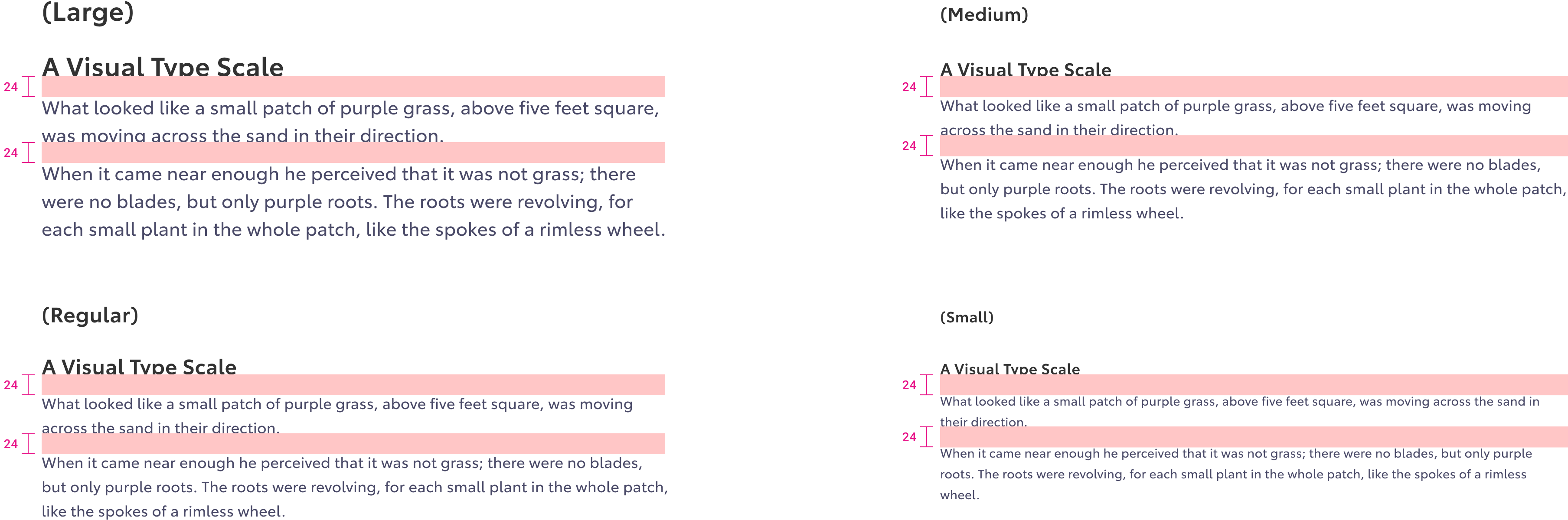 Typography system showing type scale